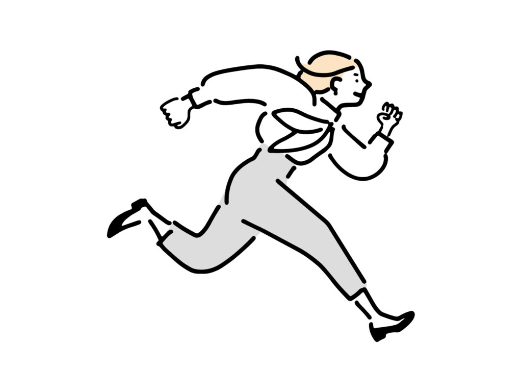 走っているビジネスカジュアルの女性のイラスト
