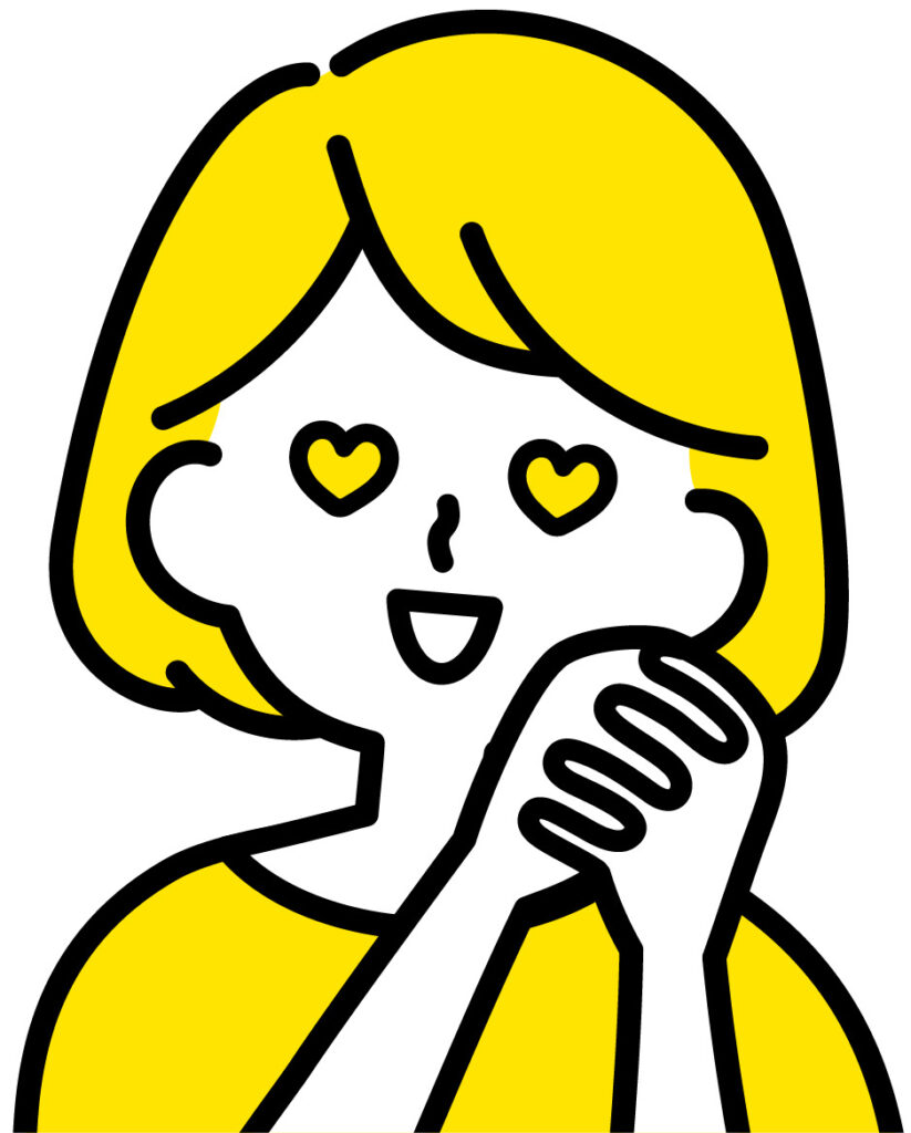 目がハートの女性のイラスト