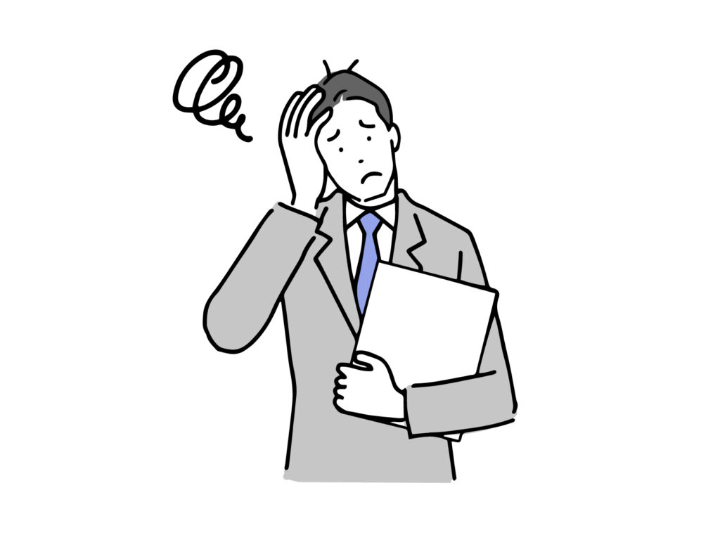 悩む男性のイラスト