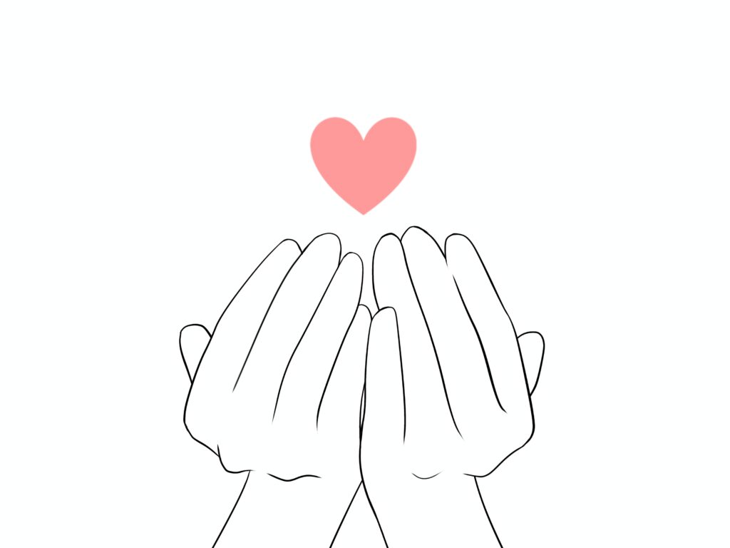 ハートを抱える手のイラスト