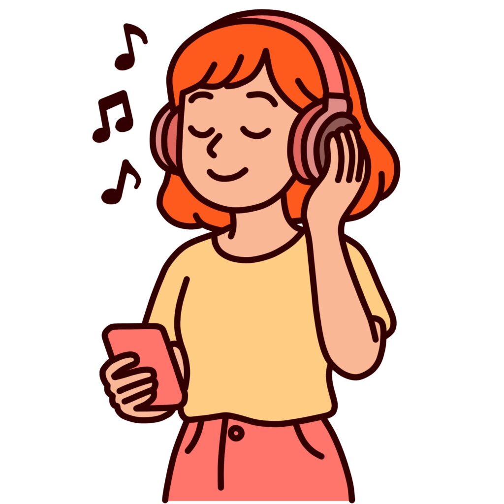 音楽を聴く女性のイラスト